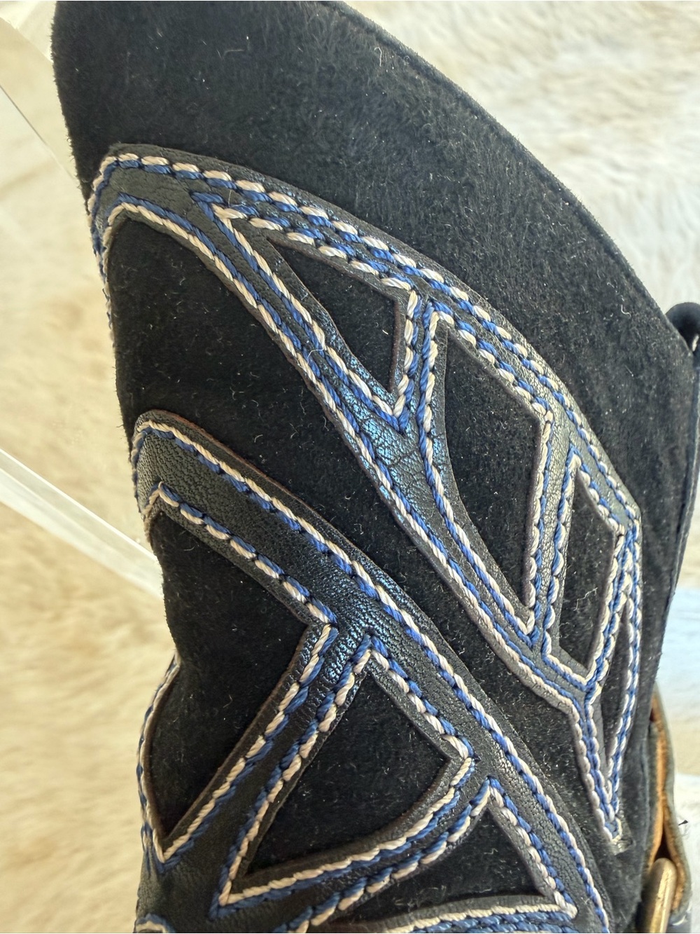 Isabel Marant Suede Embroidered Pointed-Toe Western Ankle Boots - Picture 5 of 7